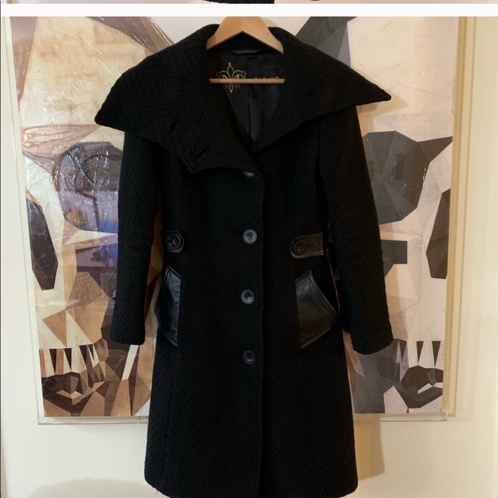 Mackage woven textured virgin wool belted coat